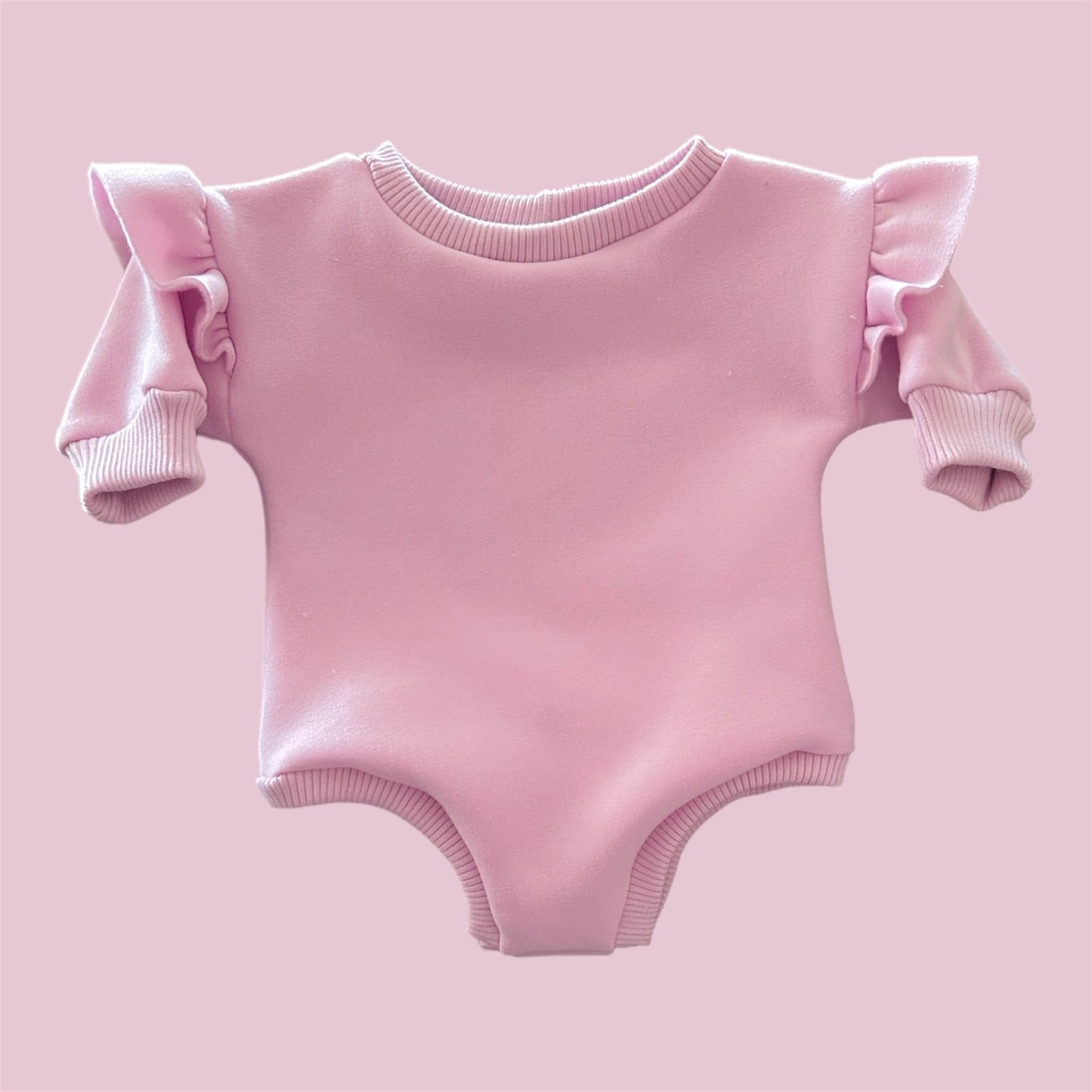 Flutter Sweater Romper - Rose Blush